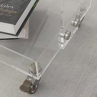 Chariot de bar roulant moderne extensible en acrylique transparent avec poignées et roulettes, table basse, mobilier de maison, mobilier de salon, vente en gros