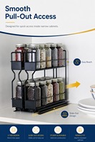 Étagère à Épices Coulissante à 2 Niveaux en Acier Carbone pour Cuisine Domestique, Organisateur de Placard à Double Rail, Conception Robuste et Étanche pour Assaisonnements