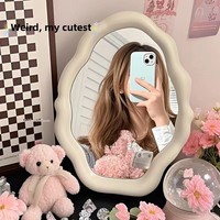 Miroir de maquillage de table en forme de nuage à bords ondulés, blanc crème, irrégulier, pour coiffeuse, chambre à coucher, décoration intérieure, vente en gros
