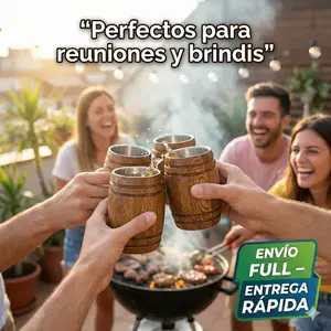 Vasos de chupito de madera The Barrel House, 3 oz, interior de aluminio, paquete de 10, estilo vintage, para cócteles y fiestas. - Product Image 5