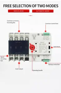 Popular Model Ats Automatic Transfer Switch Factory Suppliers 32A 50A 63A 100A 2P 8KV AC400V Controller Price For Electric