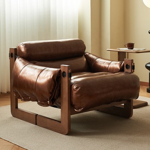 Canapés de luxe rétro bois cuir nordique <span class=keywords><strong>fauteuil</strong></span> chaise canapé mi-siècle moderne sectionnel maison ensemble salon meubles canapés - Product Image 2