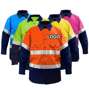 Bán Sỉ Áo Màu Cam An Toàn 2 Tông Màu Xanh Nước Biển Bảo Vệ Chống Cháy Theo Yêu Cầu 100% Cotton FR - Product Image 4