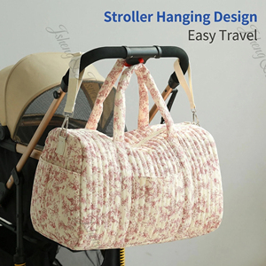 Borsa Fasciatoio Grande Capacità in Poliestere Trapuntato con Ganci per Passeggino, Chiusura a Cerniera Impermeabile, Convertibile in Borsa da Viaggio - Product Image 3
