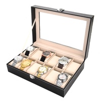 Vente en gros d'emballage cadeau en cuir PU de luxe à la mode 6/12/20/24 bits boîte à bijoux pour montre