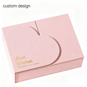 Boîte cadeau rigide haut de gamme avec couvercle cœur à double ouverture latérale, dorure à chaud miroir <span class=keywords><strong>or</strong></span>, OEM, pour petite boîte cadeau de douche nuptiale - Product Image 1