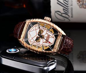 Montre à quartz unique pour papa, cadran crâne, boîtier tonneau argenté, bracelet en cuir noir gaufré croco - Product Image 2