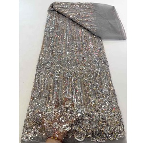 Tela de Tul con Cuentas y Encaje, para <span class=keywords><strong>Fiesta</strong></span>, Precio de Fábrica Italiana/China, Hermoso Vestido de Boda, Venta Directa para Confección de Ropa - Product Image 3