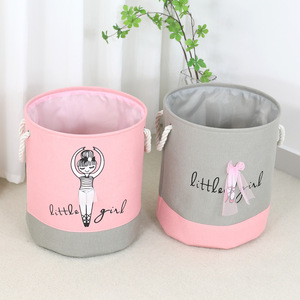 Cestino portaoggetti in tessuto rosa di grande capacità giocattolo quadrato e pattumiera per vestiti sporchi con stile cartone animato per ragazze serie di scatole ordinate - Product Image 4