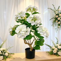 Arbre d'hortensia artificiel 70 cm, toucher réel, plante en pot en caoutchouc souple, fleur d'hortensia artificielle, bonsaï pour la décoration de la maison, du mariage et du jardin