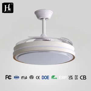 Ventilateur de plafond avec lustre 42 pouces, ventilateur de plafond rétractable invisible, ventilateur de plafond intelligent à 3 couleurs, variateur d'intensité lumineuse, Ventilador De Techo - Product Image 3