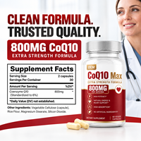 Capsules de CoQ10 800mg OEM, coenzyme Q10, antioxydant, santé cardiaque, complément énergétique pour hommes et femmes, 60 capsules, logo personnalisé