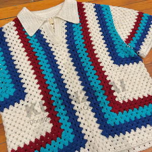 Camicie Casual all'uncinetto da <span class=keywords><strong>uomo</strong></span> con struttura squadrata estiva personalizzata - Product Image 6