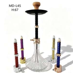 MD-L45 67cm Chicha Narguilé à Tige Torsadée, Base en Verre Transparent, Style Arabe avec Tige Colorée Remplaçable - Product Image 1