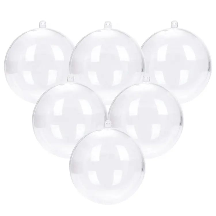 Plástico transparente aberto, enfeites, 4cm, 6cm, 7cm, 8cm, 11cm, decorações aberta, bolas de natal