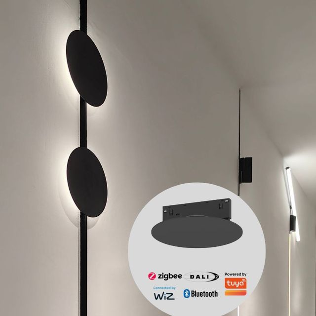 10mm Ultra-Slim Magnetic Track Light Round Eclipse Wall Lamp with Ambient Glow Design Smart Zigbee Tuya Control CCT Tunable