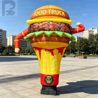 Hamburger gonflable personnalisé de 2m ou 3m, Sky Dancer, figurine alimentaire pour la publicité extérieure des fast-foods et la décoration.