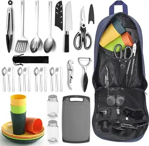 Camping Cooking Utensils Set, Camping Accessories Gear Must Haves, Come with Camping Silverware Sets