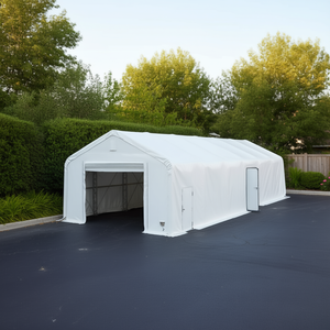 Abri de stockage à double structure Pro Series 20 x 63 avec couverture en PVC robuste et portes à battants pour équipement de stationnement - Product Image 2