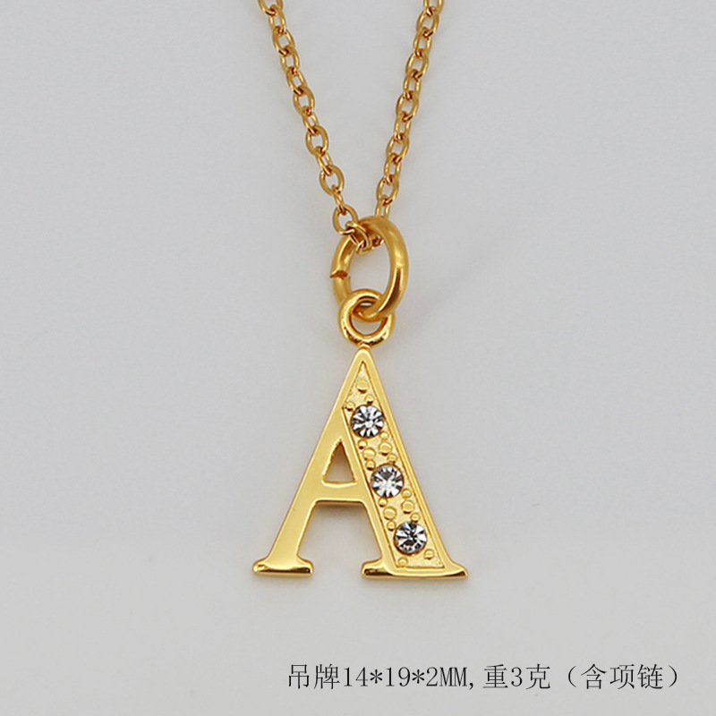(ทอง) ตัวอักษร A (รวมสร้อยคอ)