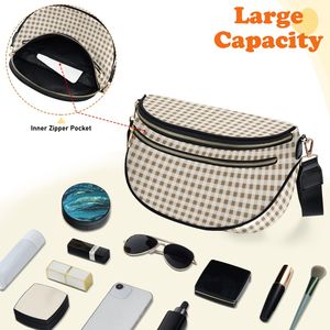 Nouveauté : Sac à main croissant personnalisé à carreaux pour femme, sac bandoulière avec sangle réglable et fermeture éclair, idéal pour un usage quotidien - Product Image 3