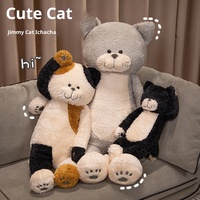 Coussin en peluche chat bouclé mignon pour filles, poupée chat en peluche douce pour dormir, jouet chat en peluche long Kawaii 70cm, vente en gros