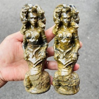 Offre Spéciale : Figurine de Méduse sculptée en cristal de quartz naturel et jade blanc Xiuyan pour la décoration intérieure