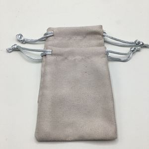 <b>Grey</b> 8*10cm Small Suede Velvet Recyclable Custom Logo Drawstring Bag Pouch for Jewelry <b>Storage</b> Dustproof - Product Image 2