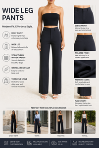 <span class=keywords><strong>Pantaloni</strong></span> <span class=keywords><strong>Eleganti</strong></span> da Donna a Vita Alta e Gamba Dritta, Personalizzabili e alla Moda - Product Image 3