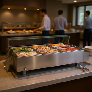 Scaldavivande Elettrico Commerciale da Banco 9x5Qt con Vetro Protettivo per Buffet - Product Image 2