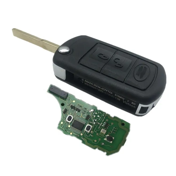 Kunci Mobil Pintar Lipat Remote Mobil, 3 Tombol 433/315 Mhz Chip ID46 Flip untuk Land Rover Discovery Sport LR3 Range Rover