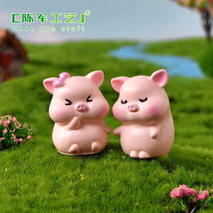 Chunjun แนวนอนตุ๊กตาหมูน่ารักการ์ตูนมอสตกแต่งเค้กเครื่องครัวบนรถแบบทำมือ - Product Image 5