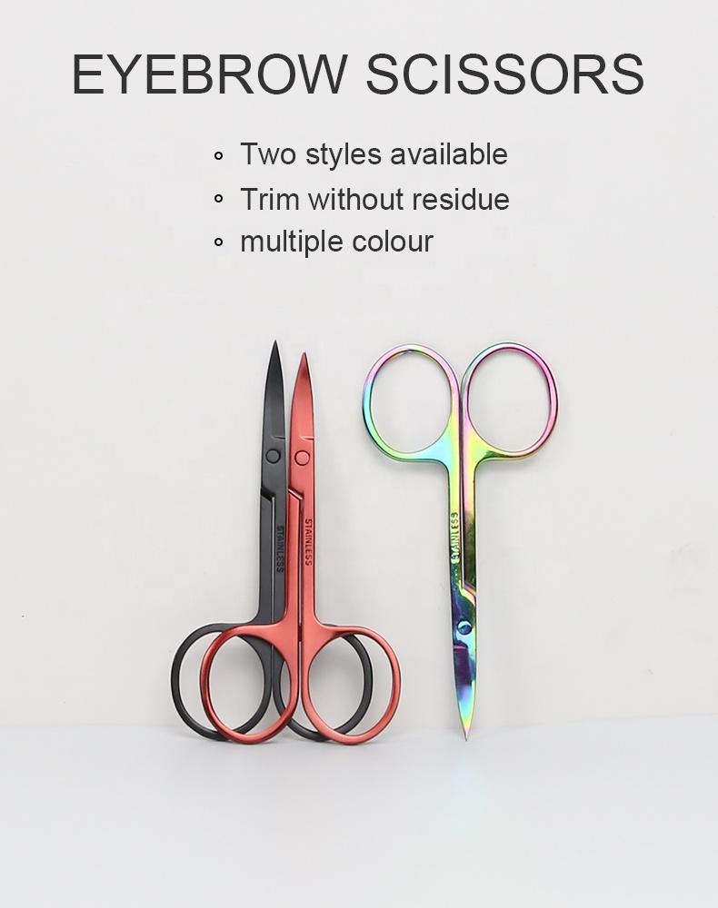 Новый Дизайн Красочная ручка из нержавеющей стали Профессиональный косметический инструмент набор ножниц для бровей