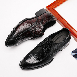 Chaussures en cuir pour hommes, chaussures habillées à effet crocodile, chaussures en cuir véritable, chaussures de mode pour hommes, pour le travail et les occasions décontractées - Product Image 3