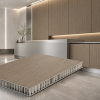 Panneau en aluminium nid d'abeille à grain de bois gris chaud personnalisé pour revêtement mural intérieur