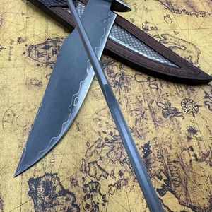 Couteau tactique personnalisable noir avec lame fixe en acier inoxydable de haute qualité, fourreau industriel en bois et plastique, DIY OEM - Product Image 2