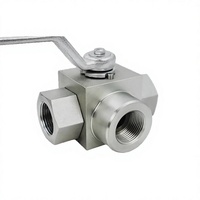 Válvula de Bola de Tres Vías de Acero Inoxidable SS304 de Operación Manual, Rosca Hembra NPT Tipo T, DN80 3/4 Pulgadas, Base OEM, Mediana