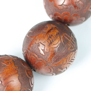 Indonesian Huanghuali Wood Carved Buddhist Prayer Beads 20mm Men's Collectible <b>Bracelet</b> High Density Sinking Water Quality - Product Image 3