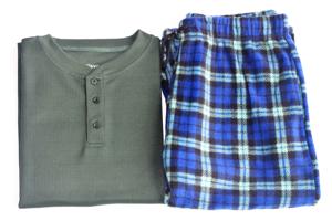 Wholesale Plus Size <strong>Pajama</strong> Sets Sleepwear for Big and <strong>Tall</strong> <strong>Men</strong> Waffle Knit Thermal Top &amp; Printed Polar Fleece Pants 2 Piece Sets - Product Image 3