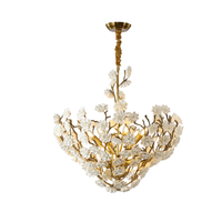 Nouveau modèle unique de luxe en laiton massif en céramique fleur lustre