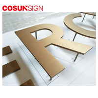 Lettres murales en acier inoxydable, découpe laser à plat, laiton rustique, 3d