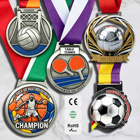 Médaille de football personnalisée avec logo, en alliage de zinc 3D, émail souple, pour matchs et courses sportives