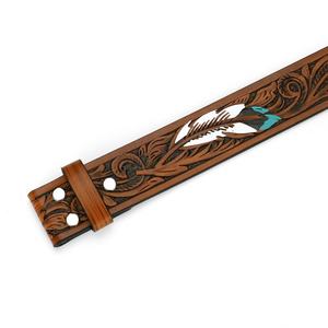 <span class=keywords><strong>Cinturón</strong></span> Vintage <span class=keywords><strong>sin</strong></span> <span class=keywords><strong>Hebilla</strong></span> para <span class=keywords><strong>Hombre</strong></span> y Mujer, Estilo Punk, Estampado Floral, con Plumas, Accesorios de Moda Vaquera Americana Occidental, 1.5 Pulgadas - Product Image 4