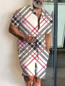 Nuevos conjuntos de <span class=keywords><strong>hombre</strong></span> estampado Patchwork solapa manga corta <span class=keywords><strong>Camisa</strong></span> Casual playa pantalones cortos verano hombres Streetwear vacaciones trajes hawaianos - Product Image 3