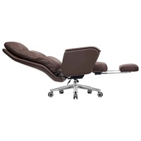 Chaise de bureau de direction haut de gamme en cuir, inclinable et réglable, ergonomique, avec base à cinq étoiles et pieds en acier inoxydable