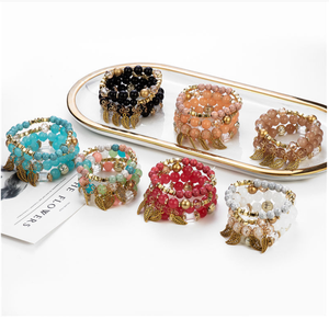 Factory Price Charm Boho Layer Glass Beaded Bracelet <strong>Jewelry</strong> Sets Designer <strong>Unique</strong> Leaf Pendant Bracelets Couple 2026 - Product Image 4