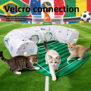 Zoyi Pet : Tunnel pour chat sur le thème du terrain de football – Matériau polyester de haute qualité – Jouet interactif pour chat pour l'auto-entretenissement - Product Image 4