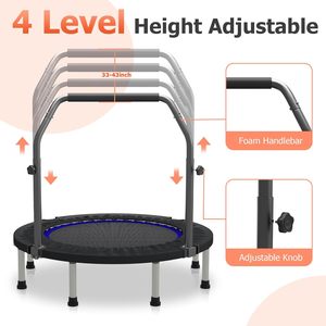 40-Inch Mini Folding Trampoline with Handrail Portable Jumping <strong>Exercise</strong> <strong>Equipment</strong> - Product Image 6