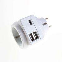 Adaptador de Enchufe de Viaje Estándar Europeo, 2 Puertos USB Tipo-C, 8 Tomas de Corriente, 16A, Extensión de Cargador, Enchufe de Pared