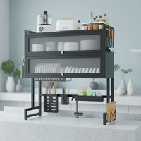 Nouveau égouttoir à vaisselle noir en acier inoxydable et plastique à 2 niveaux pour cuisine